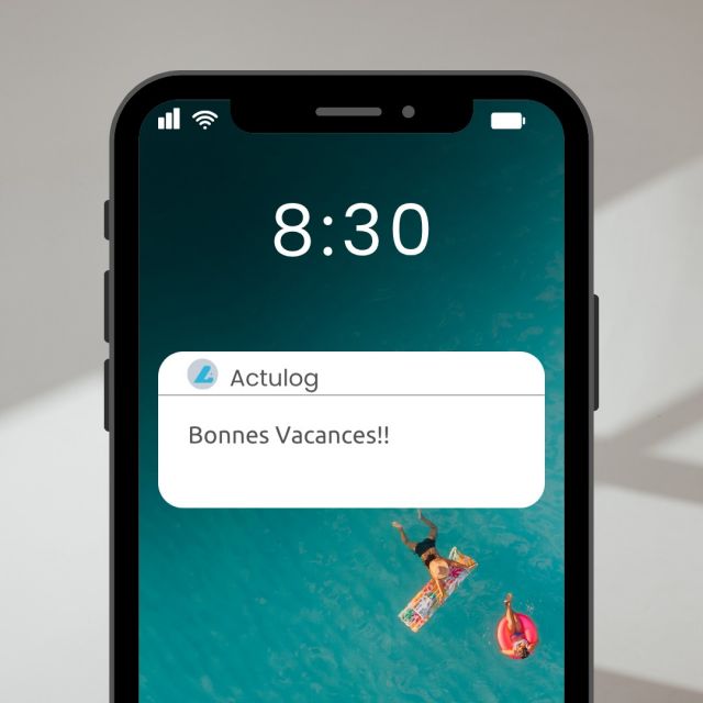 Toute l'équipe d'Actulog vous souhaite un bel été et d'excellentes vacances!
Nous restons à votre écoute du lundi au vendredi de 09h à 12h30 et de 14h à 17h30!